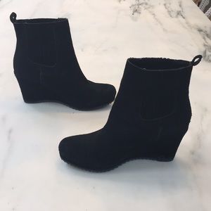 Black suede wedge ankle boot